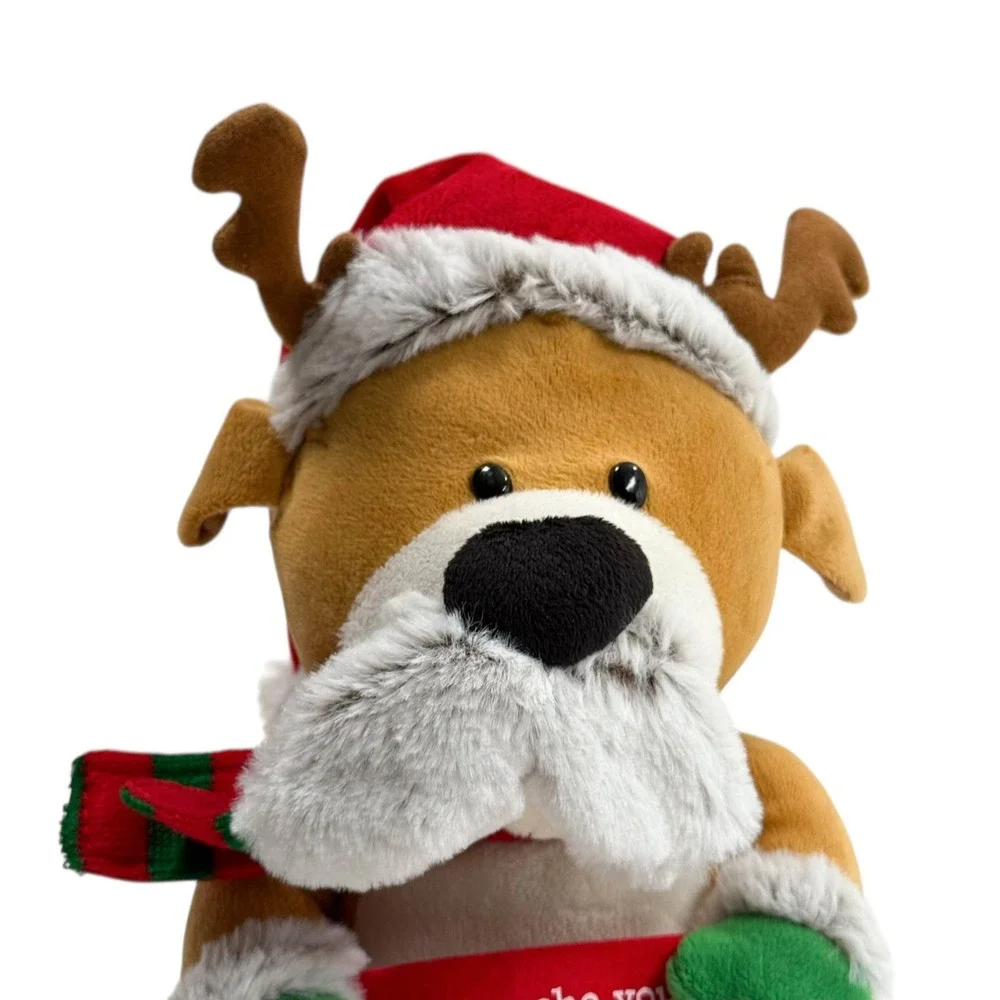 Gemmy Christmas Reindeer Wiggler Mustache You A Question Sings SEE VIDEO